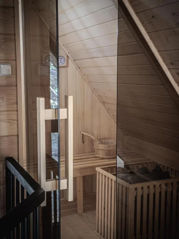 Private Finnish sauna with wooden interior
